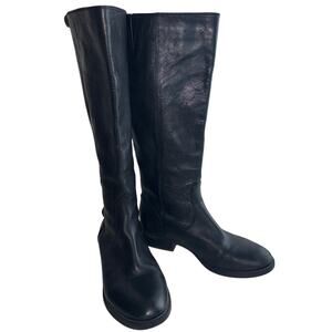 Arturo Chiang Black Leather Tall Riding Boots Size 7